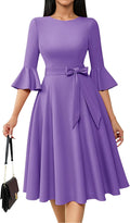 Women's Church Dress Vintage Bell Sleeve Midi - Flattering A-line