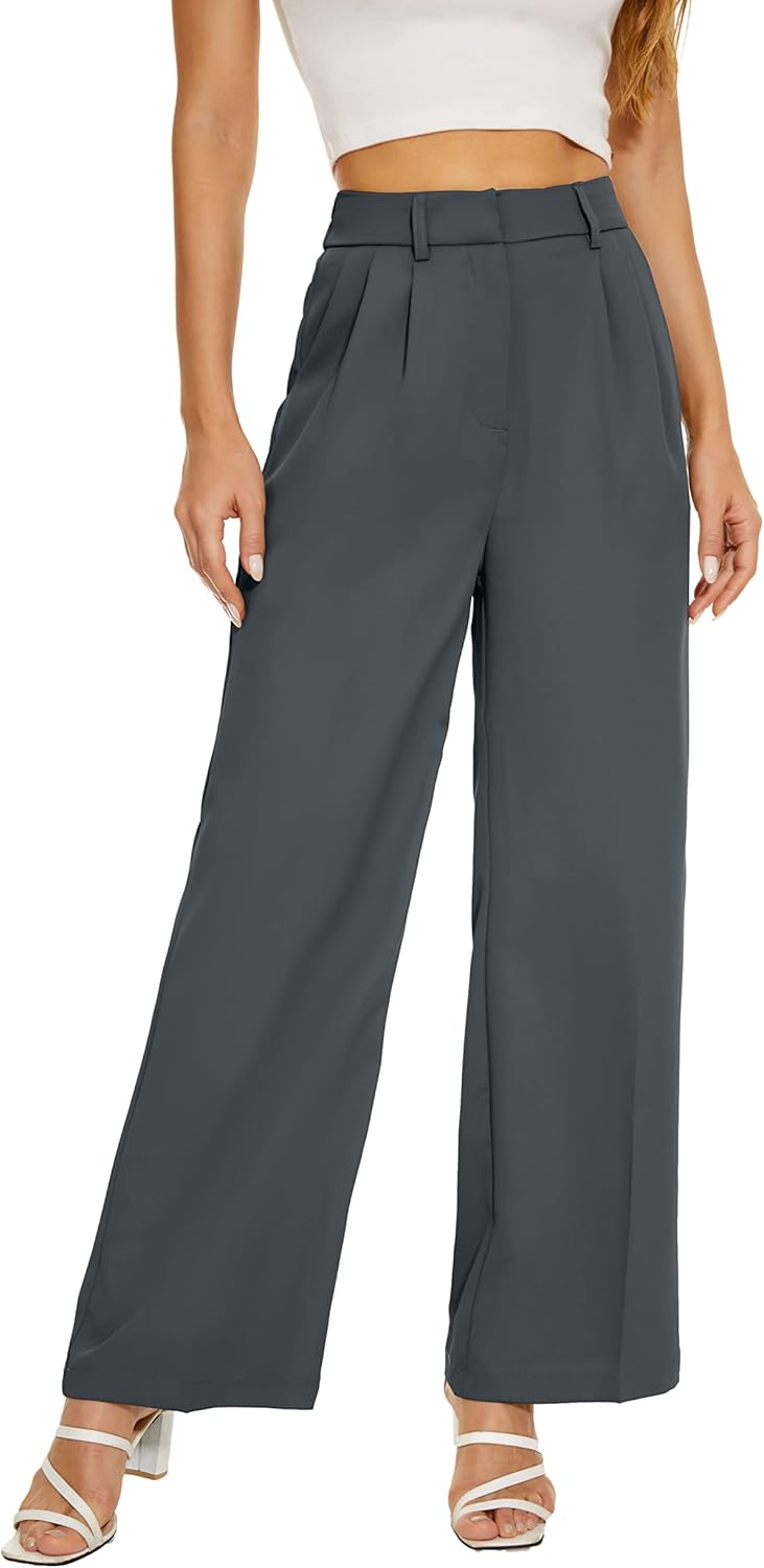Women Office Wide High Waist Pants for Work and Casual Wear