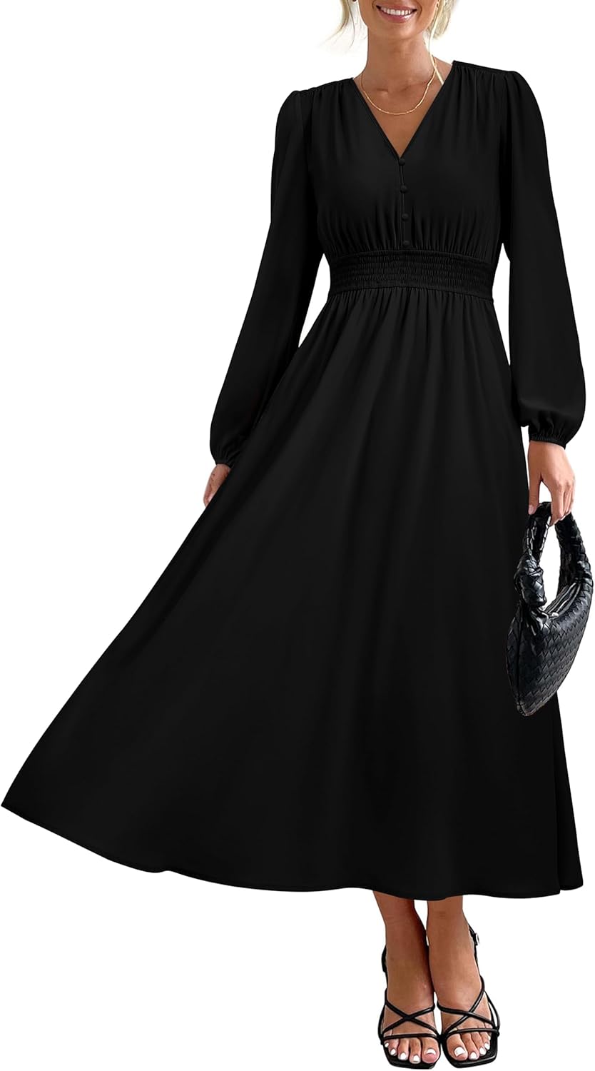 PRETTYGARDEN V-Neck Maxi Dress: 2025 Spring Elegance