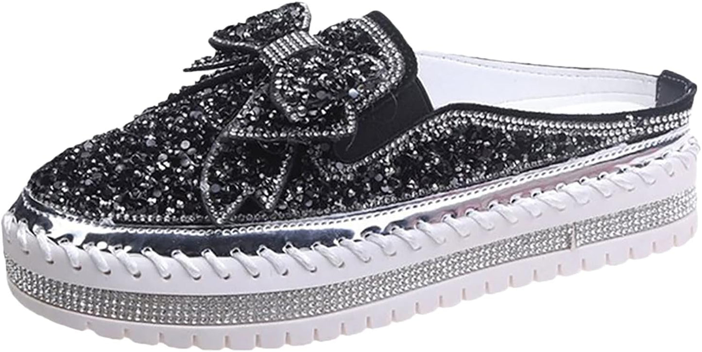 Hbeylia Sequin Bow Platform Mules