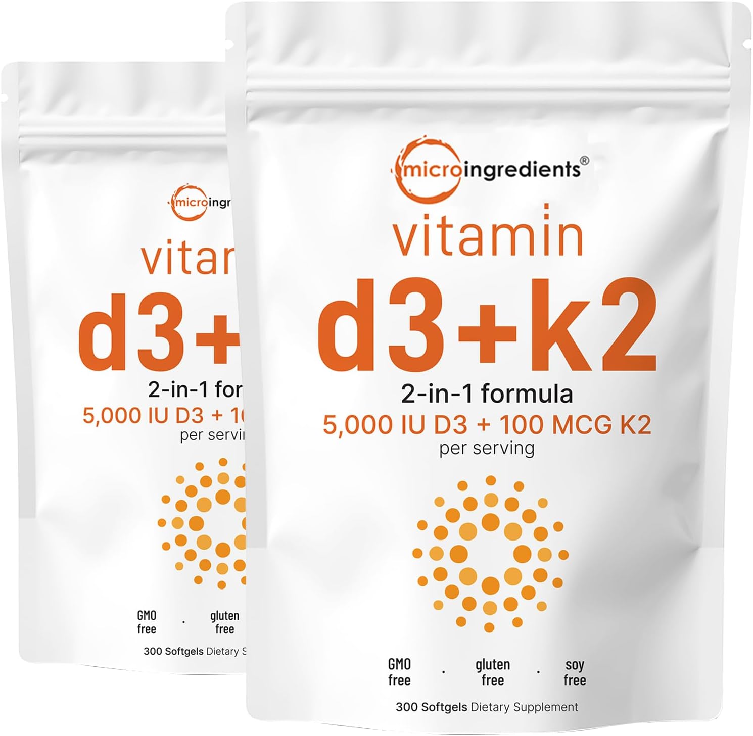 Micro Ingredients Vitamin D3 5,000 IU + K2 MK-7 for Health