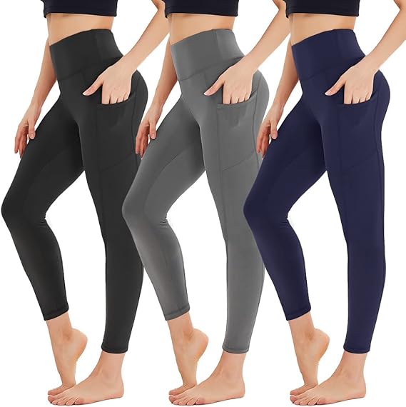 HIGHDAYS 3 Pack Leggings for Women with Pockets - High Waist