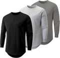 Mens 3 Pack Cotton Hipster Longline Crewneck T-Shirt - Durable Comfort
