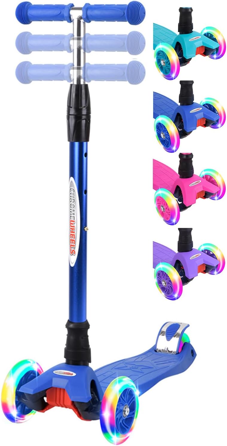 ChromeWheels Deluxe 3 Wheels Kick Scooter for Kids Ages 3-12
