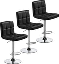Stylish PU Leather Swivel Bar Stools Set of 3 with Adjustable Height