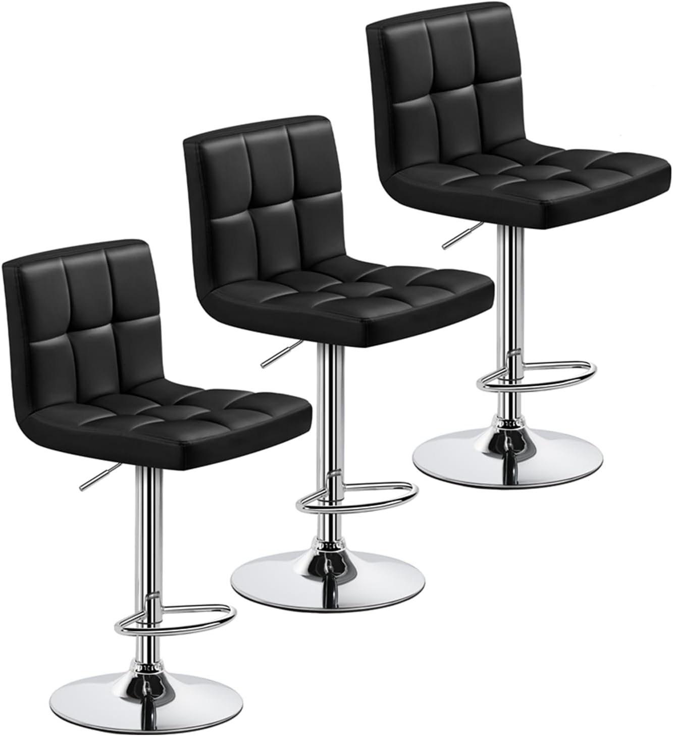 Yaheetech Adjustable PU Leather Swivel Bar Stools Set of 3