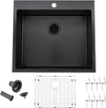 25 x 22 Inch Black Kitchen Sink - Modern Stainless Steel Design