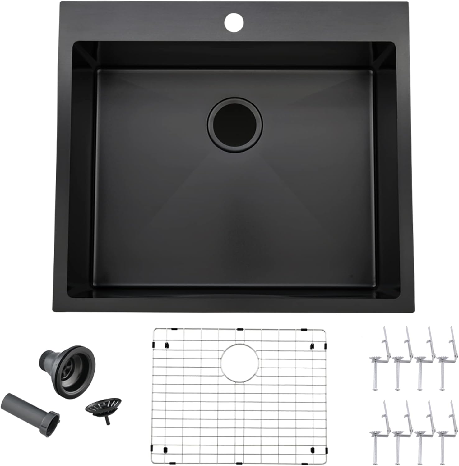 25 x 22 Inch Black Kitchen Sink - Modern Stainless Steel Design