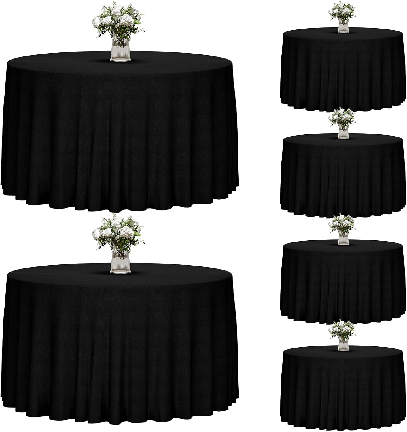 120 Inch Black Round Tablecloths for Elegant Events and Parties