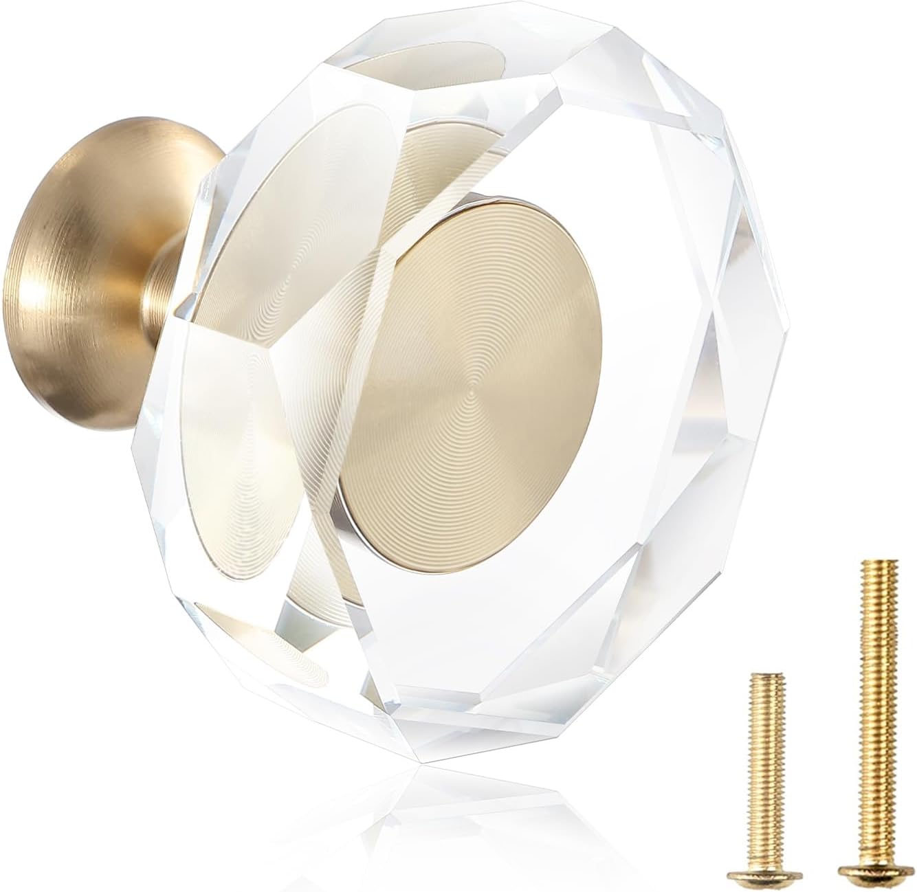 12-Pack 1-1/4-Inch White Cabinet Glass Crystal Knobs for Drawers