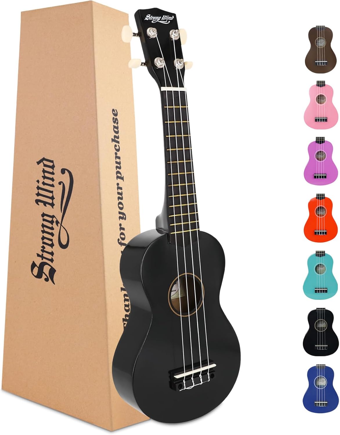Strong Wind Soprano Ukulele - Perfect Beginner Instrument 21in