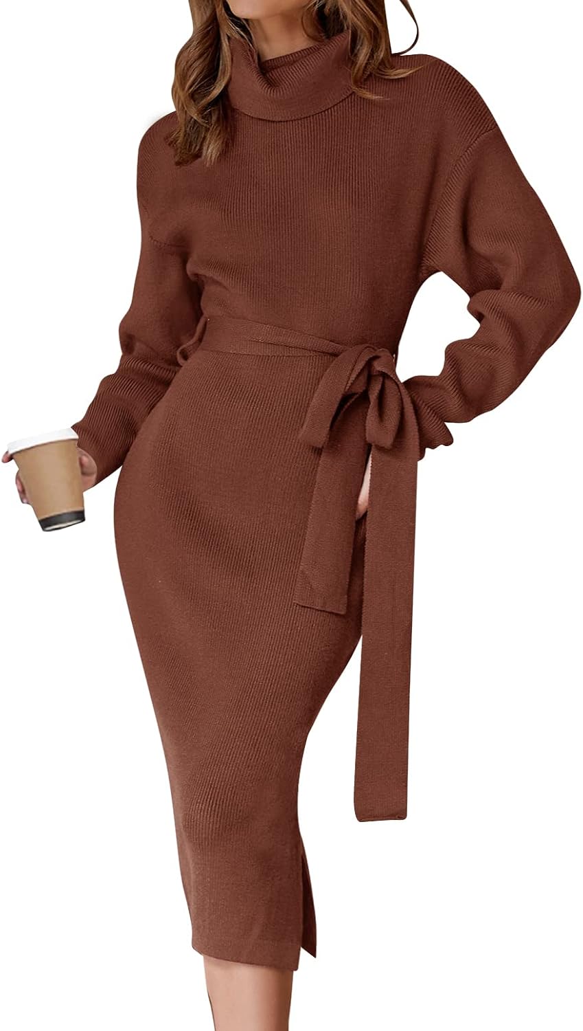 ZESICA Women's Turtleneck Sweater Midi Dress for Every Occasion
