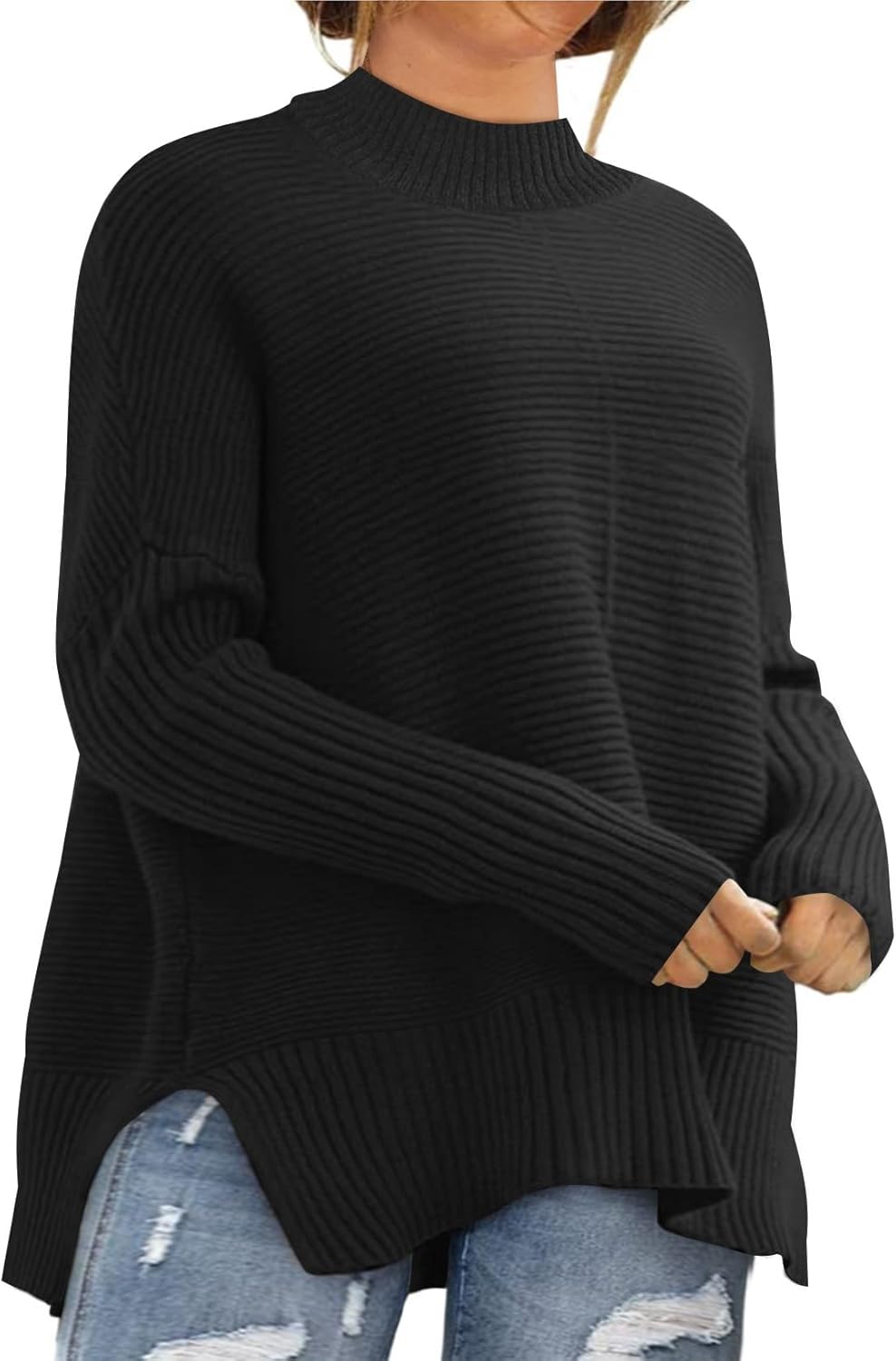 Eytino Womens Plus Size Sweaters Long Sleeve Casual Tops