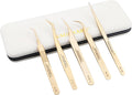 Tweezers for Eyelash Extensions Straight and Curved Precision - Gold