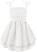 Girls Summer Spaghetti Strap Tiered Midi Dress - Flowy Beach Sundress