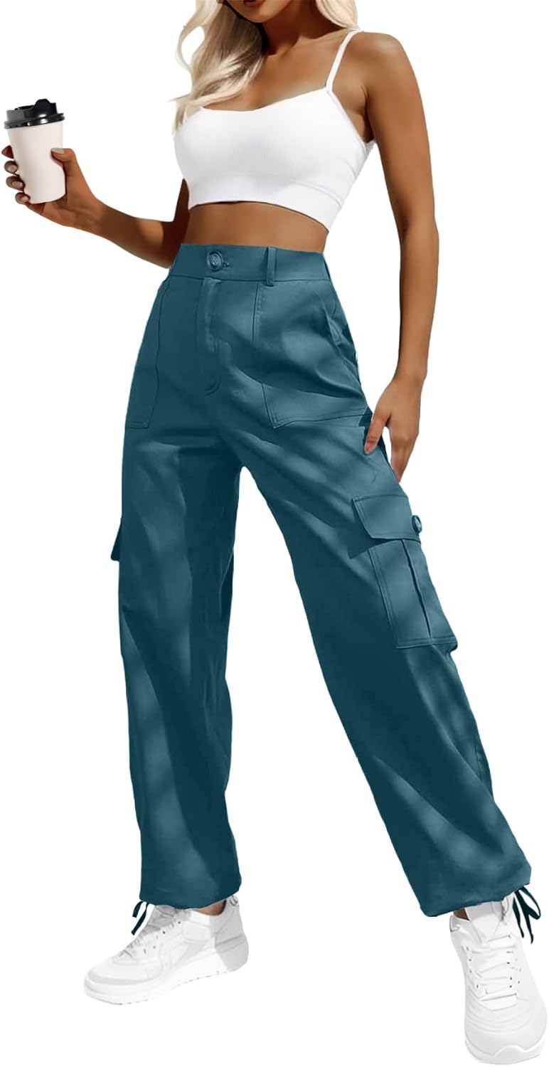 Lepunuo Women's High Waisted Cargo Pants for Y2K Streetwear