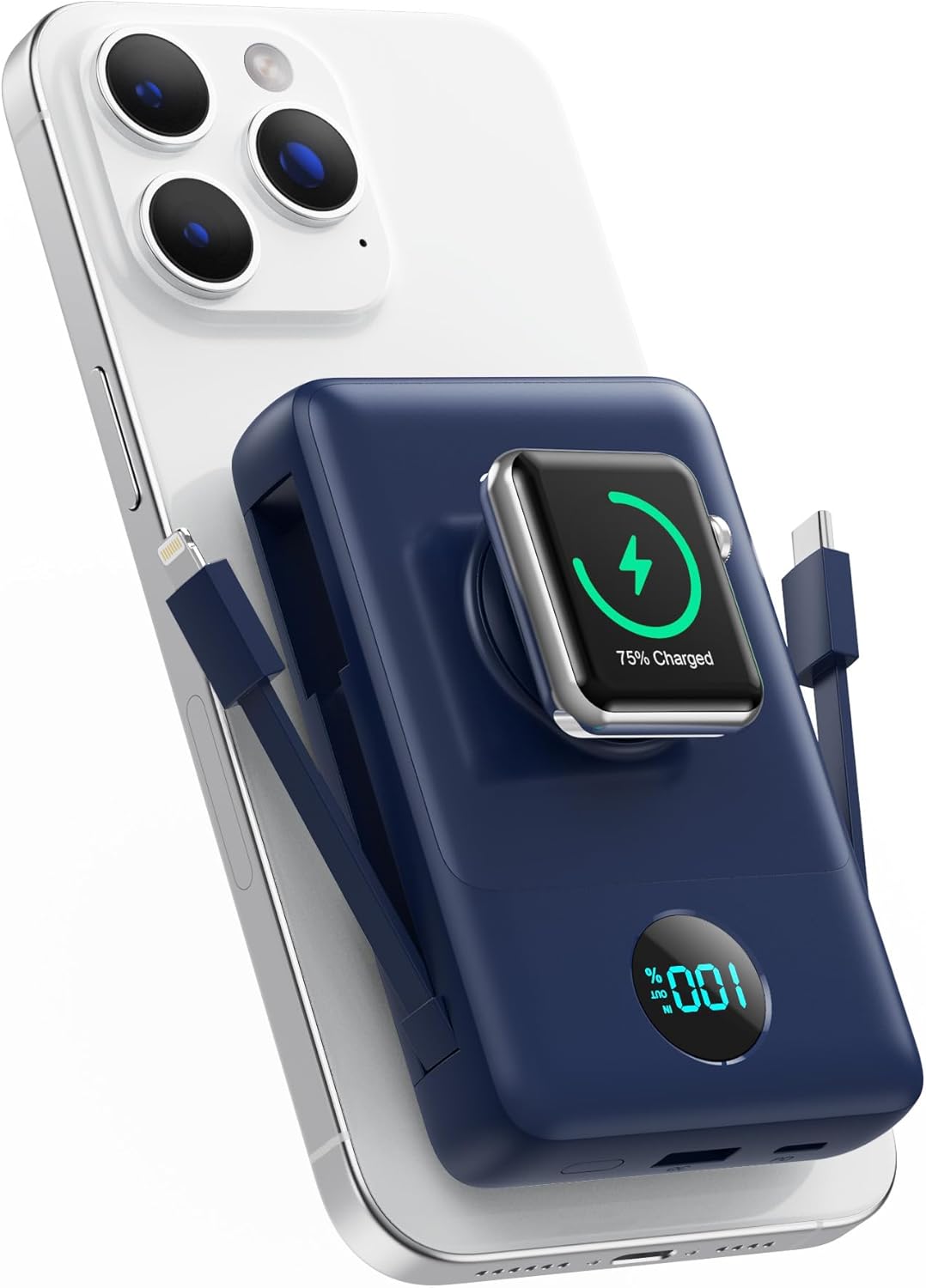 Magnetic Portable Charger 10800mAh for iPhone with Cables