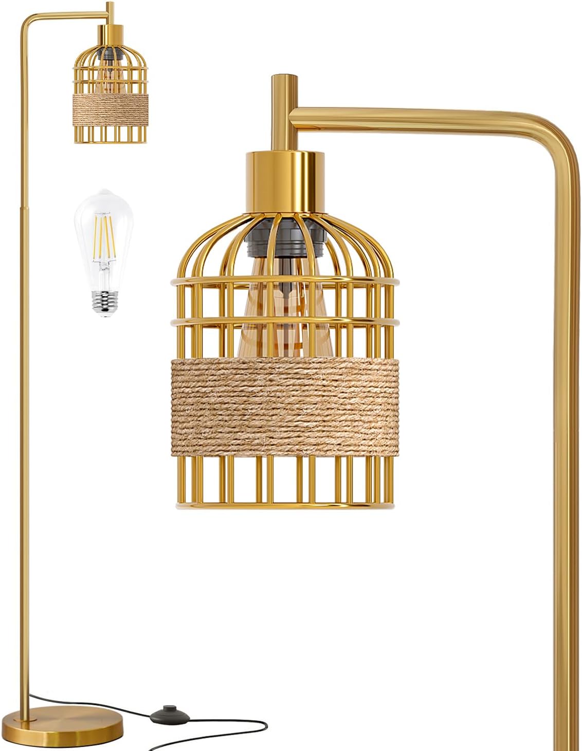 66 in Gold Floor Lamp for Living Room, Minimalist Design