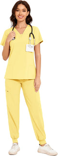 COZYFIT Scrubs for Women V-Neck Top and Cargo Pants Set - 10 Pockets 2