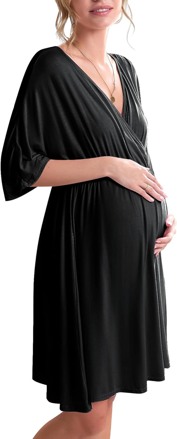 Ekouaer 3 in 1 Labor Delivery Hospital Gown for Nursing Moms