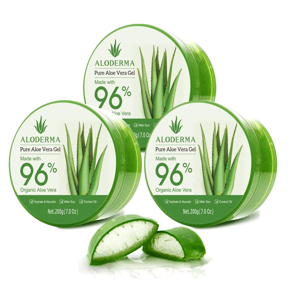 Aloderma Organic Aloe Vera Gel for Face, Scalp, and Hair