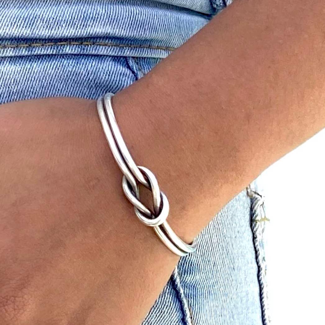 Handmade Sterling Silver Knot Cuff Bracelet for Friendship Love