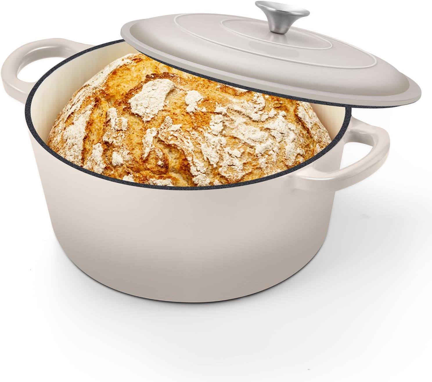 TeamFar 5Qt Dutch Oven for Healthy Cooking and Baking Needs