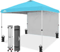 Pop Up Canopy Tent 10x10 Light Blue with 1 Sidewall - Easy Setup