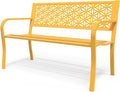 VINGLI 50 Inch Outdoor Bench with Floral Back for Gardens
