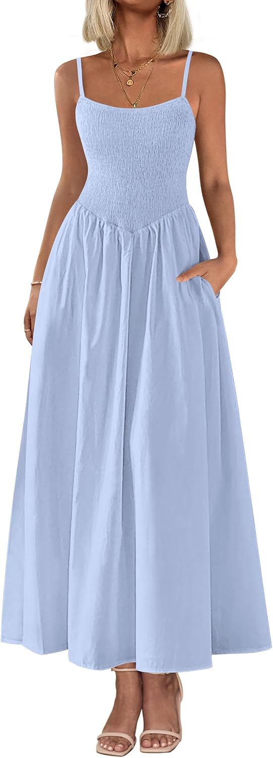 PRETTYGARDEN Women's Smocked Maxi Dress for Summer Fun
