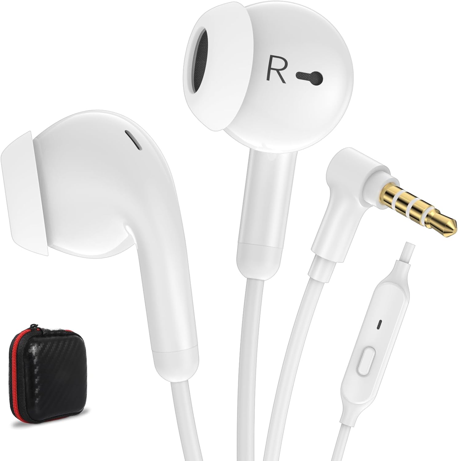 Premium White Earbuds w/ Mic - Universal Compatibility