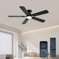 Ceiling Fans with Lights 52 in Low Profile Flush Mount - Black Remote