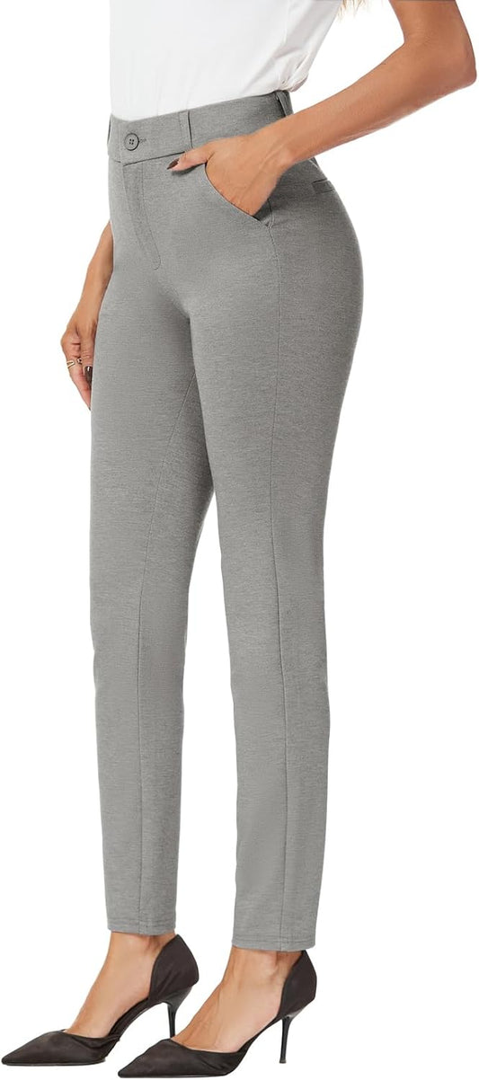 Women's High Waist Skinny Comfy Stretchy Work Pants with Pockets