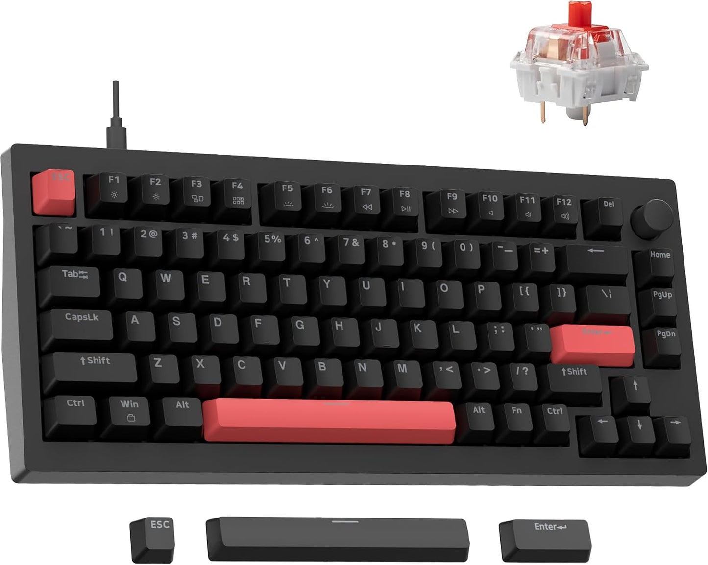 LEMOKEY Red Backlit Linear Keyboard for Windows