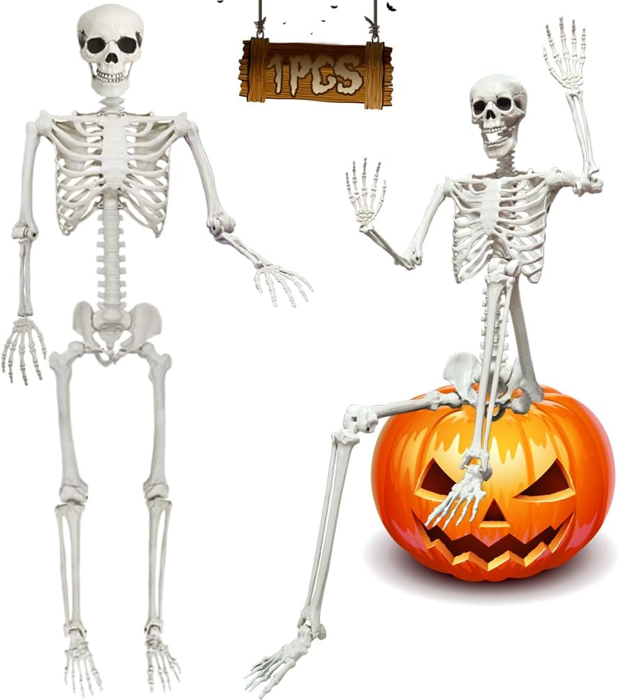 5.9FT Poseable Life Size Skeleton for Halloween Decoration