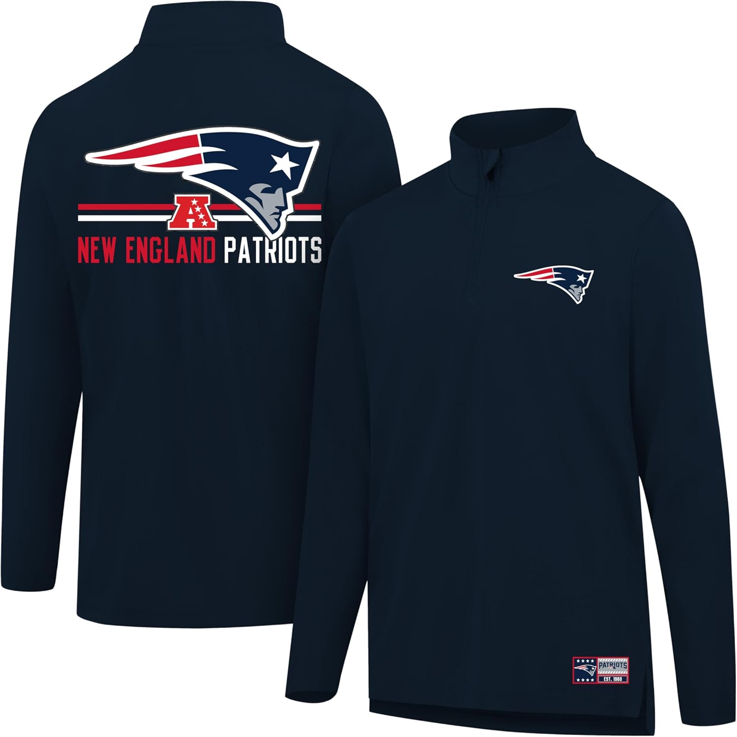 Ultra Game Men's NFL Official Super Soft Quarter Zip T-Shirt