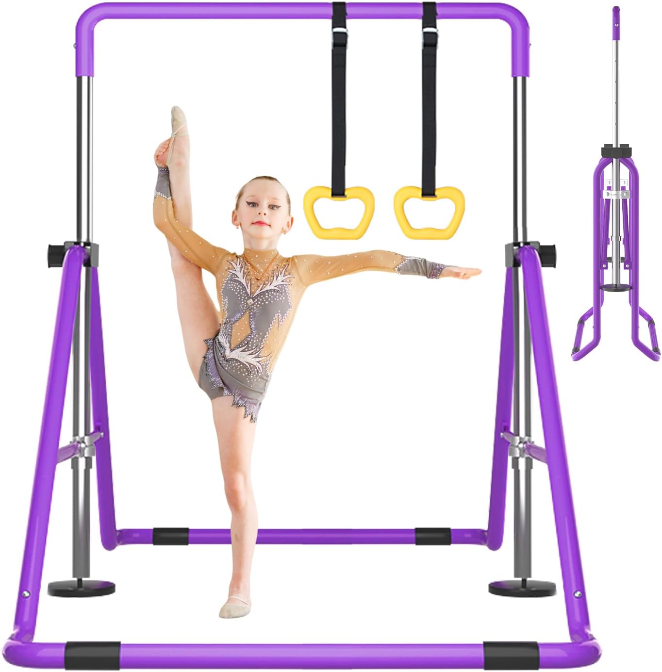 DOBESTS Kids Gymnastics Bar - Adjustable Folding Horizontal Bar