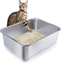 Stainless Steel Cat Litter Box - Large High-Sided Non-Stick Pan