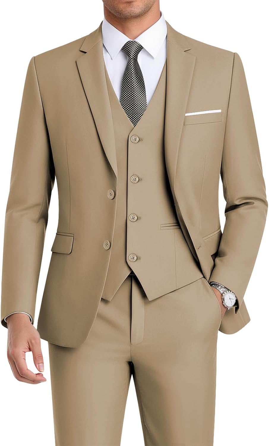 WEEN CHARM Men's 3-Piece Slim Fit Suit Set for Formal Events