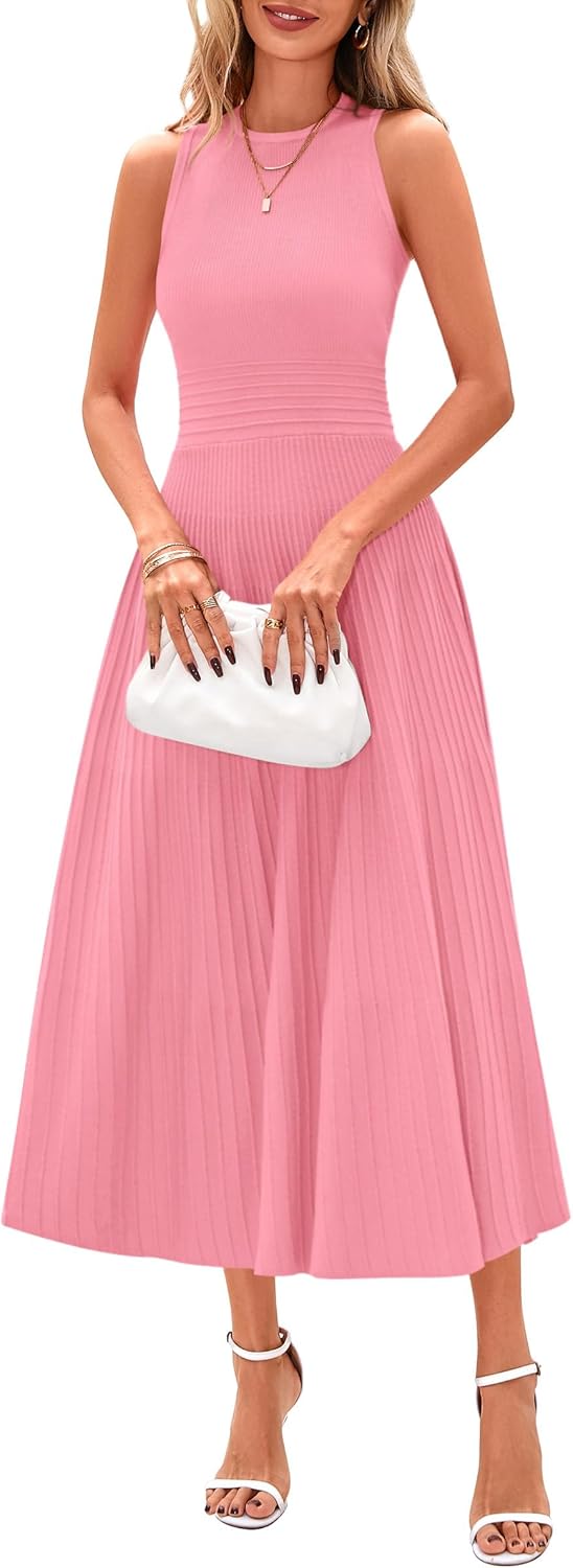 PRETTYGARDEN Spring Casual Dresses for Women - Midi A Line Style