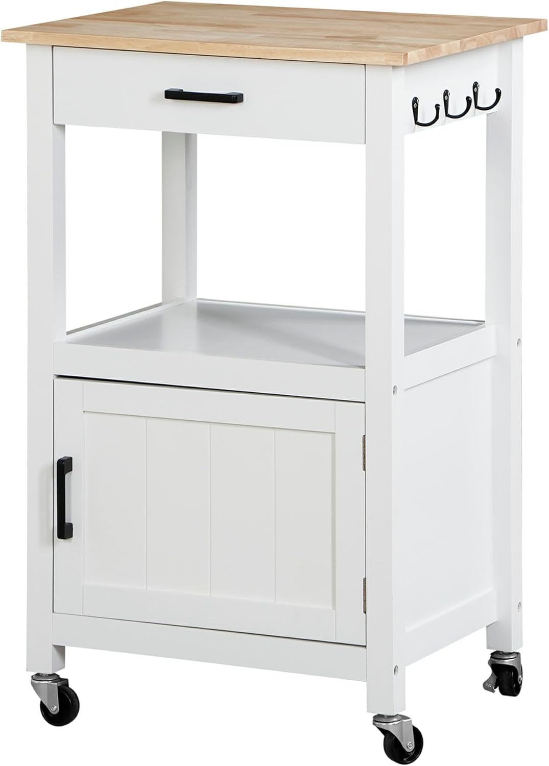 Mobile Kitchen Cart on Wheels - White