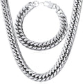 U7 Men Cuban Link Chain Necklace 12mm Silver/Black/Gold - Hip Hop