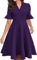Mokayee Womens Summer V Neck Ruffle Sleeve Dress with Pockets