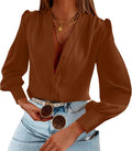 Women's Business Casual Chiffon Long Sleeve Button Down Blouse