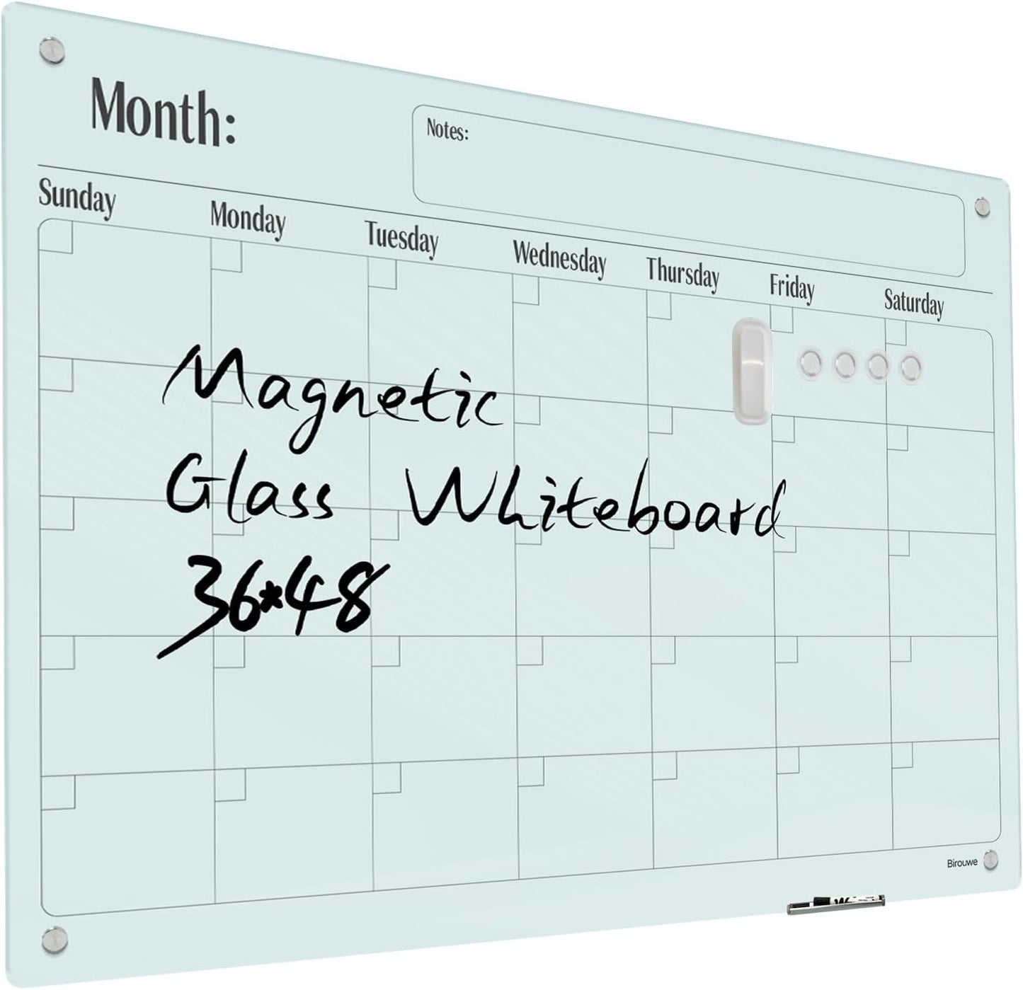 Magnetic Glass Monthly Calendar Whiteboard for Home Office