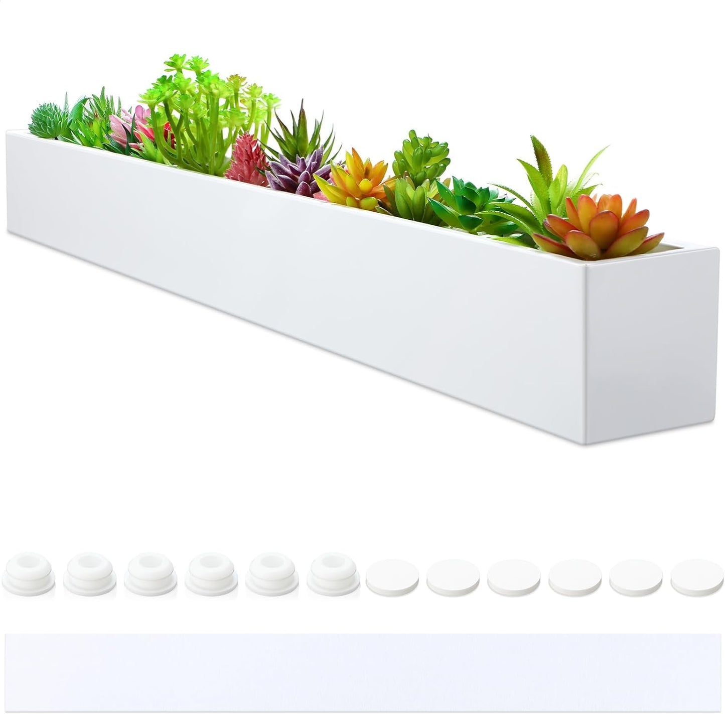 32 x 3.5 x 3.5 Inch Long Rectangular Planter Box for Home