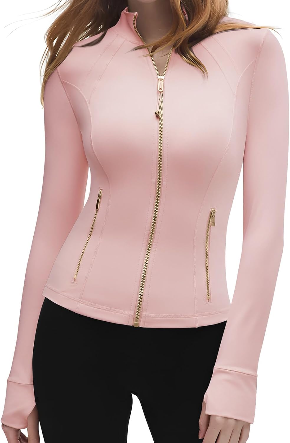 SUUKSESS Women Golden Full Zip Up Workout Cropped Jackets