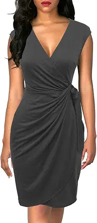 Berydress Women's Vintage V-Neck Sheath Casual Party Dress