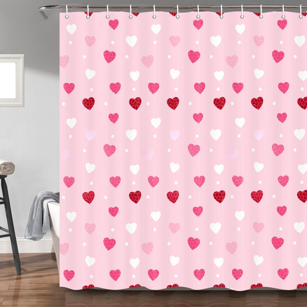 Romantic Diamond Heart Valentines Shower Curtain