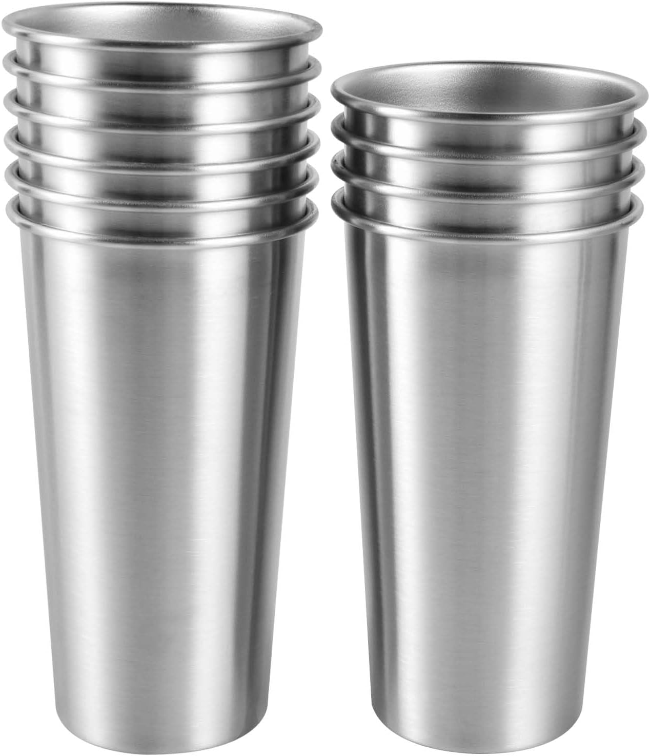 10 Pack 20 Ounce Stainless Steel Pint Cups for Home and Bar